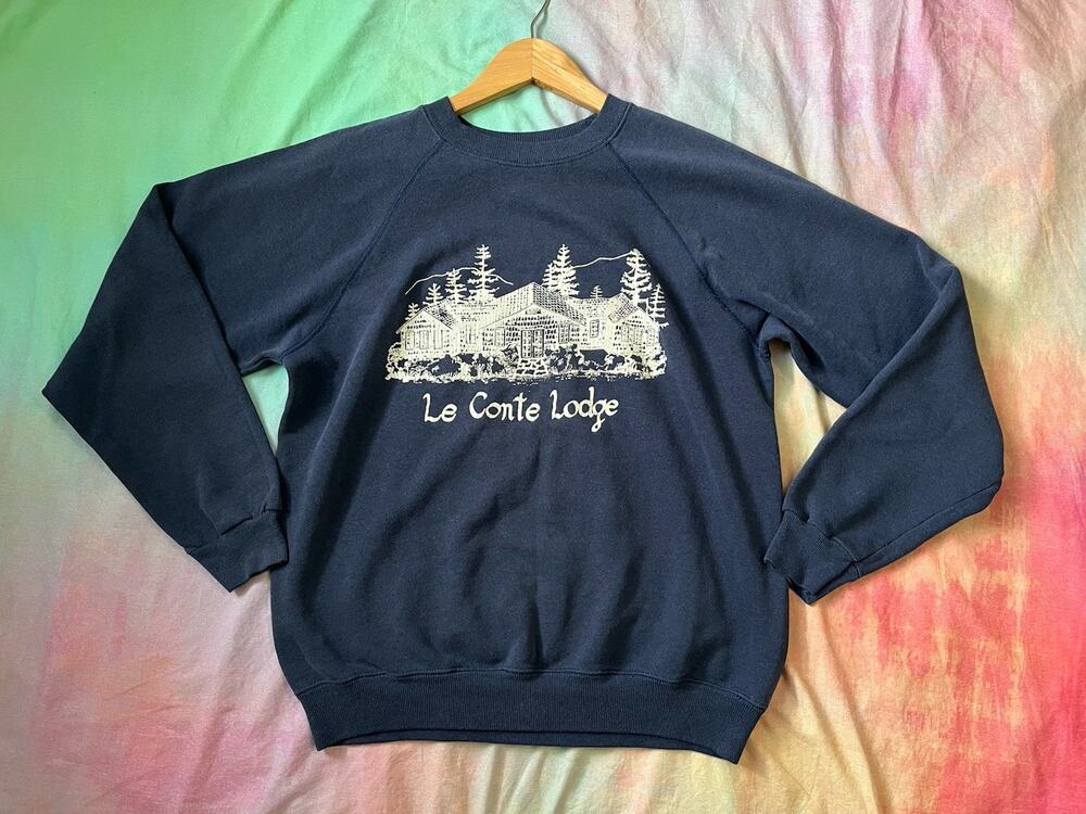 Vintage 70s 80s Le Conte Lodge Sweatshirt Faded Smoky Mountains Raglan Sz L
